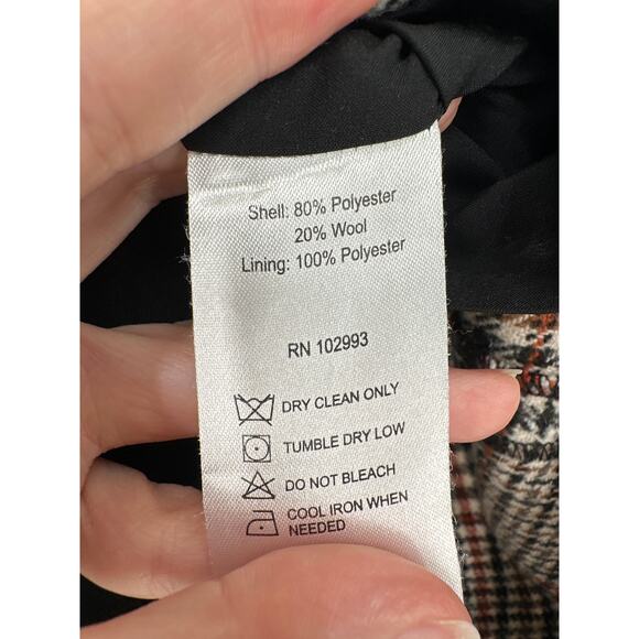 Thakoon Collective Skirt Womens 2 Beige Plaid Mini Academia Grunge Wool Black - Picture 5 of 7